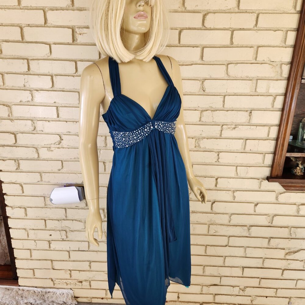 Like New City Triangle Womens/Juniors Blue/Green Formal/Date Night Dress Small